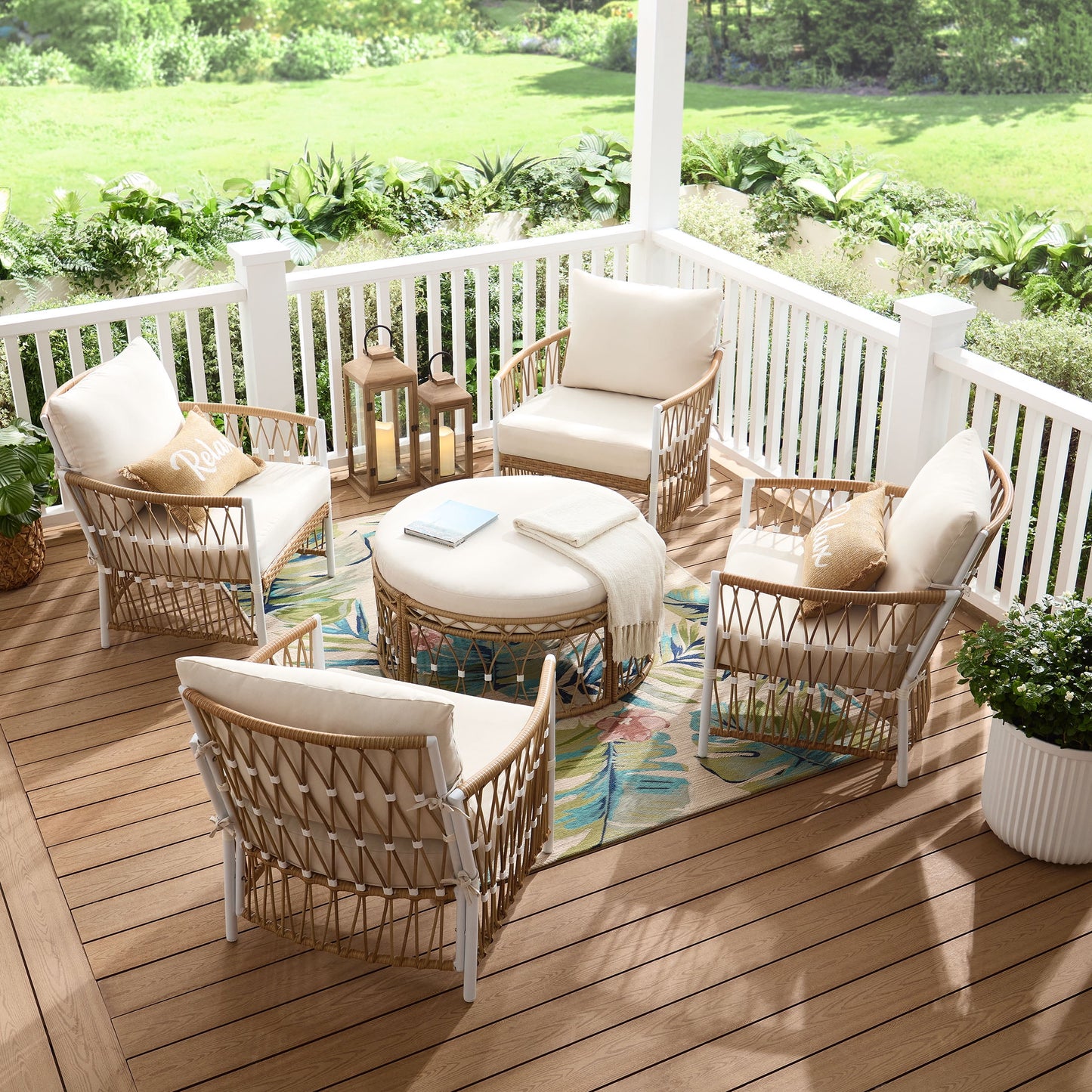 Lilah 2-Pack Outdoor Wicker Lounge Chair, White